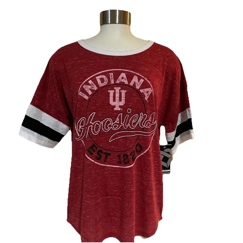 Indiana Hoosiers Colosseum Adventure Red SS Scoop Neck T Shirt Women's M NEW